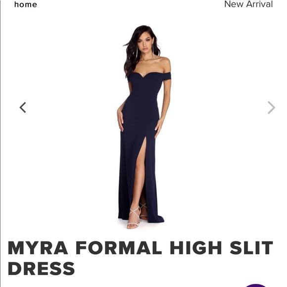 Navy blue off the shoulder dress - Picture 1 of 4